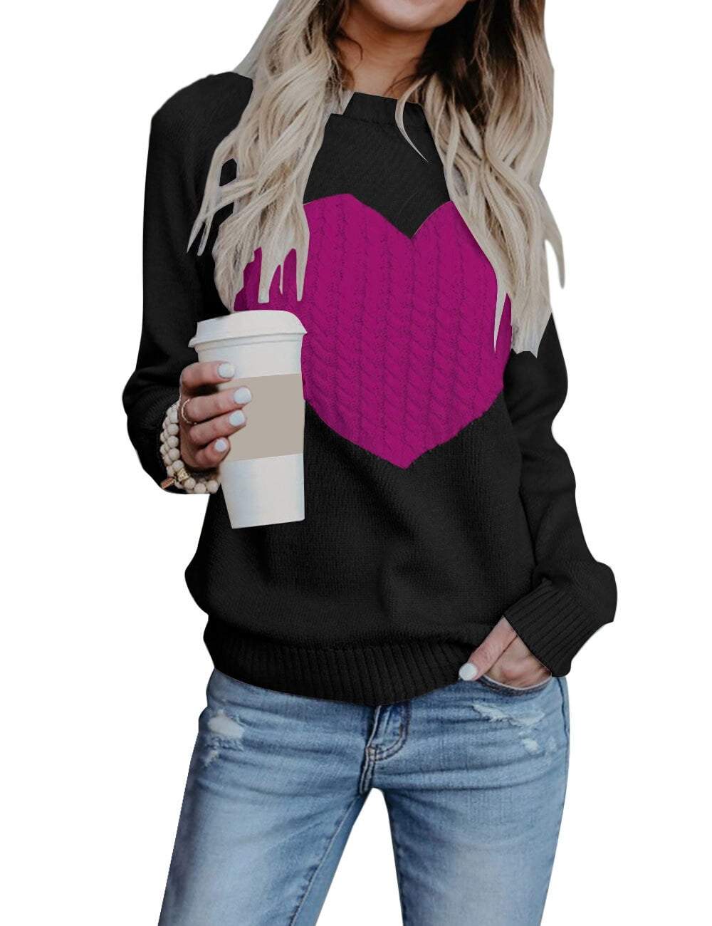 Women Cute Heart Sweaters